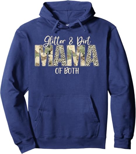4PCS Glitter & Dirt Mom Mama Of Both Leopard & Camo Mother's Day Pullover Hoodie
