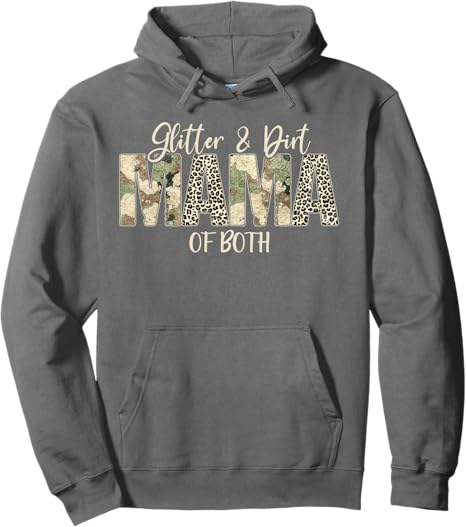 4PCS Glitter & Dirt Mom Mama Of Both Leopard & Camo Mother's Day Pullover Hoodie