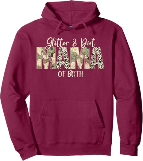 4PCS Glitter & Dirt Mom Mama Of Both Leopard & Camo Mother's Day Pullover Hoodie